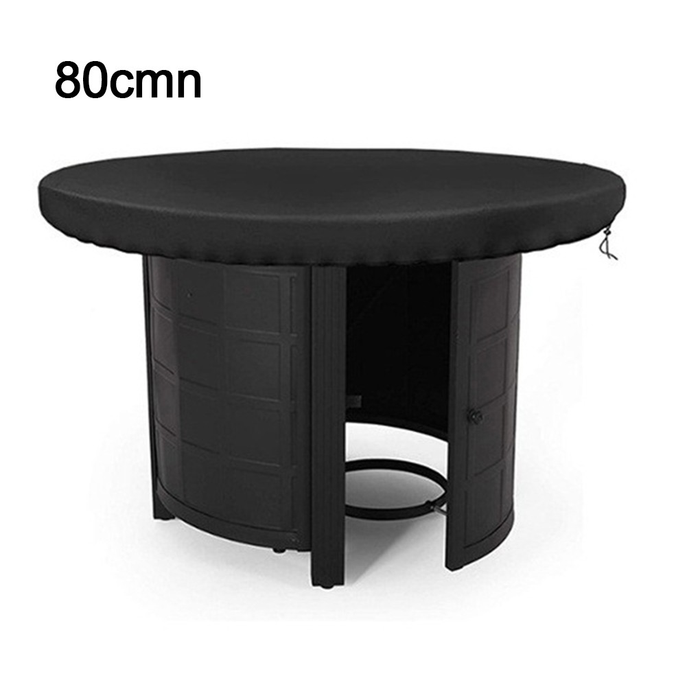 Black Outdoor Grill Fire Plate Cover 100cm Waterproof 420D Oxford Fabric Round Patio Fire Pit Protector with Drawstring